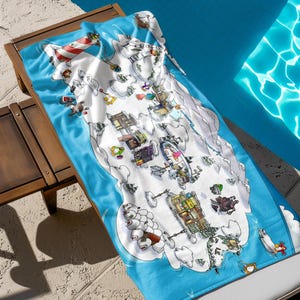 Club pinguïn kaart handdoek, videogame strandlaken, gaming handdoek, retro zwembadhanddoek, cadeau voor gamers, nostalgie uit de jaren 90, grappige strandlaken
