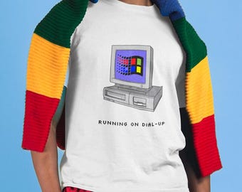 Camiseta con acceso telefónico, camiseta de Windows 95/98, camiseta de los 90, camiseta nostálgica de los 90, camiseta retro vintage, regalo divertido para él, regalo genial de los 80