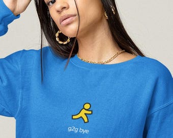 AIM "g2g bye" Sweatshirt, AOL 90s Y2K Shirt, Instant Messenger Crewneck, 90s Nostalgia, AOL Running Man, Retro Vintage Internet Clothing