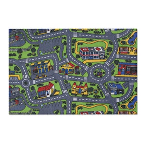 City Carpet Nostalgia Rug, 90s City Carpet, Toy Car Rug, Kids Play Car ...