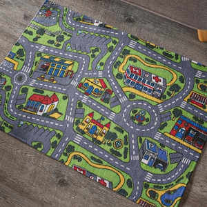 Stadstapijt nostalgietapijt, jaren 90 stadstapijt, tapijt speelgoedauto, kinderspeelautomat, jaren 90 nostalgie cadeau jaren 2000, autotapijt voor kinderen, ontwerp stadstapijt