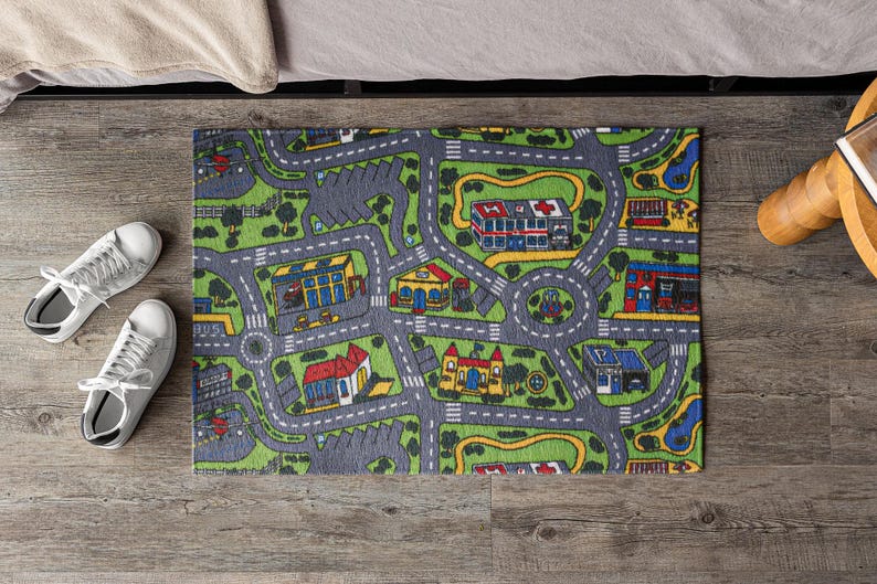 City Carpet Nostalgia Rug, 90s City Carpet, Toy Car Rug, Kids Play Car ...