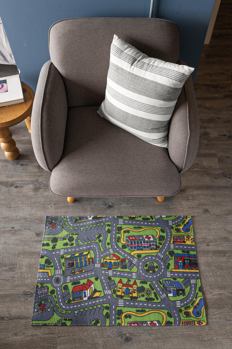 City Carpet Nostalgia Rug, 90s City Carpet, Toy Car Rug, Kids Play Car ...