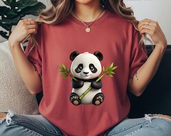 Komfortfärger Panda-tröja, söt panda-tröja, kawaii djurälskare-present, bambuskog-estetisk tröja, rolig panda-grafik, mysig natur-tröja