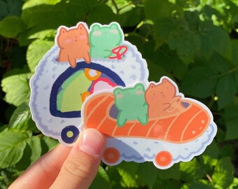 Sushi Car Sticker | Frog & Cat Kawaii Vinyl Decal