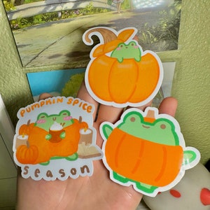 Fall Frog Pumpkin Stickers | Waterproof Autumn Decor