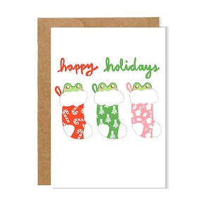 Frohe Feiertage Frosch-Gruß-Karte | Niedliche Weihnachtsgrüße, Froggy Karte, Weihnachtsgrüße, für Frosch-Liebhaber, Für Sie, Für Ihn, Familie ,5x7