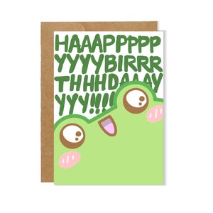 Biglietto di compleanno - Design carino di rana / Biglietto di auguri, estetica Y2K, formato A7, divertente arte del rospo, carta cartoncino, biglietto per lei, rospo, per lei, inchiostro