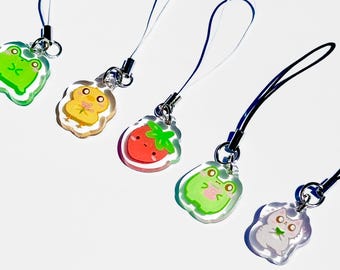Adorno acrílico kawaii para teléfono: rana, gato, fresa y matcha