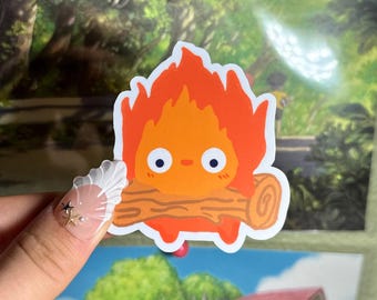 Pegatina de Calcifer Fire: Anime Ghibli, vinilo impermeable