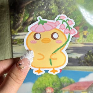 Flower Duck Sticker | lily of the valley sticker Duck, Sticker, Cute, Waterproof, Vinyl, Laptop, Funny, Kawaii, Animal, Decal, Gift, holo