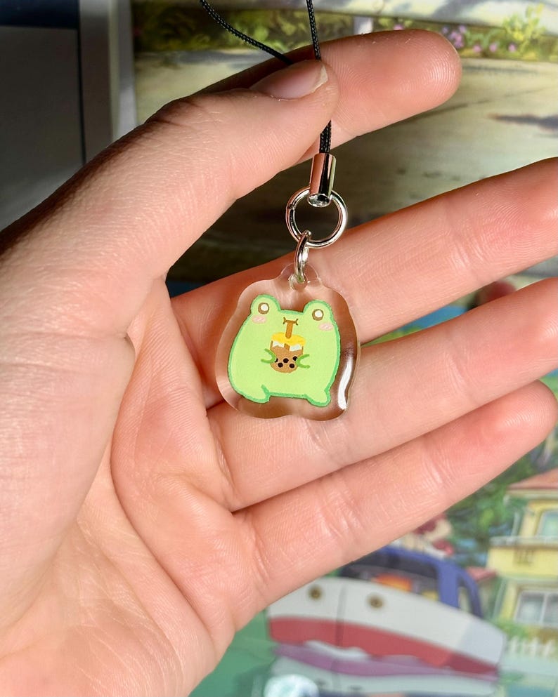 Acrylic Phone Charms: Ghibli Inspired, Jiji, Calcifer, Soot Sprite, Totoro, Studio Ghibli, Spirited Away Boba Froggie 🧋🐸