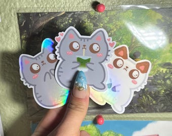 Pegatina de gato Matcha Latte, vinilo impermeable