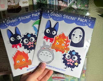 Pack d'autocollants Ghibli : Jiji, Totoro, No Face - Décalcomanies en vinyle imperméables