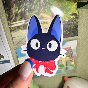 Jiji Cat Sticker – Studio Ghibli Vinyl Sticker, Kiki’s Delivery Service, Cute Black Cat, Waterproof Water Bottle Decal, Anime Gift