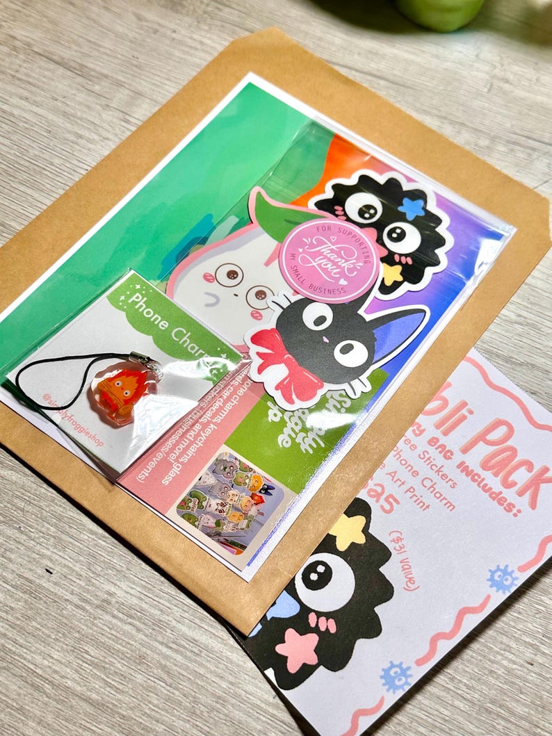 Ghibli Mystery Bag: Stickers, Phone Charm, Art Print Bundle image 8