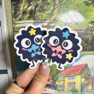 Cute Soot Sprites Stickers – Studio Ghibli Totoro Vinyl, Waterproof Anime Decals for Laptop, Water Bottle, Black Soot Sprites, Cute Gifts