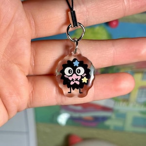 Acrylic Phone Charms: Ghibli Inspired, Jiji, Calcifer, Soot Sprite, Totoro, Studio Ghibli, Spirited Away Soot Sprite (Pink!)