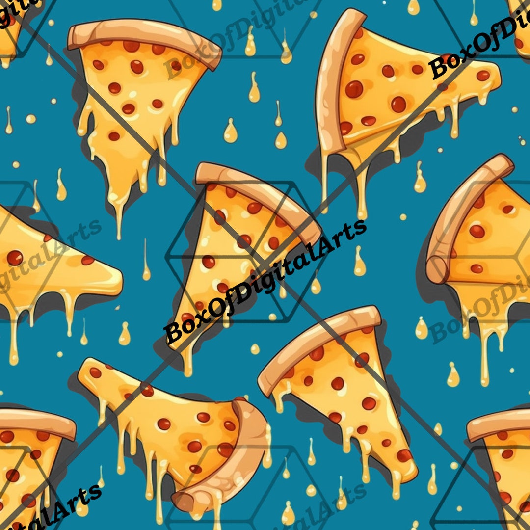 Patrón de pizza de dibujos animados de mosaico sin costuras 3 Etsy México