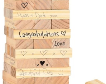 Wooden building block wedding guest book, alternative guest book for wedding, wooden blocks for messages at wedding