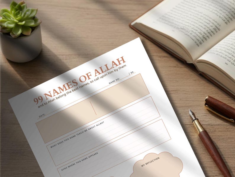 99 Names of Allah Journaling Page | Islamic Reflection (digital ...