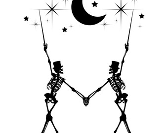 Tanzende Skelette PNG: Halloween Shirt Design (Digitale Dateien, SVG, PDF)