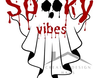 Spöklika vibbar Halloween-spöke PNG - T-shirtdesign (digital nedladdning)