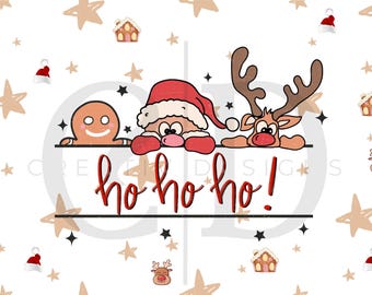 Weihnachtliche Glasdosenverpackung: Weihnachtsmann, Rentier, Lebkuchen (PNG Digital Download)