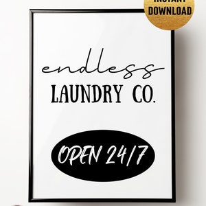 Endless Laundry Company, Humorous Wall Art, Digital Art, Instant Download