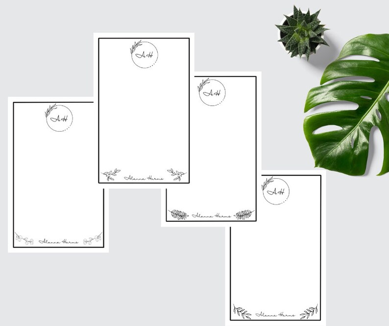 Personalized Notepad, Minimalist Floral Pad,unlined, Teachers Gift