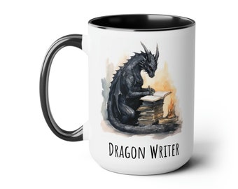 Black Dragon Writer 15oz Mug, Gift for Writers, Gift for Bloggers, Funny Writers Gift, Writing Mug, Gift for Creative Writing Majors