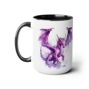 Purple Wingspan Dragon 15oz Mug, Fantasy Gift, Nerdy Gift, Dragon Gift, Dragon Decor, Friendly Dragon, Dragon Coffee Mug, Dragon Mug,