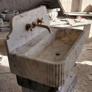Calacatta gold marble sink - bathroom sink - countertop sink - vanity sink - small marble sink - calacatta viola wall mounted sink - farmhouse sink - sink - basin - square marble sink - cheap marble sink - marble sink models - marble sink with metal legs - marble sink with cabinet - marble washbasin - vessel sink