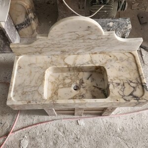 Calacatta gold marble sink - bathroom sink - countertop sink - vanity sink - small marble sink - calacatta viola wall mounted sink - farmhouse sink - sink - basin - square marble sink - cheap marble sink - marble sink models - marble sink with metal legs - marble sink with cabinet - marble washbasin - vessel sink