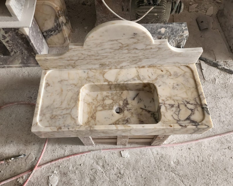 Calacatta gold marble sink - bathroom sink - countertop sink - vanity sink - small marble sink - calacatta viola wall mounted sink - farmhouse sink - sink - basin - square marble sink - cheap marble sink - marble sink models - marble sink with metal legs - marble sink with cabinet - marble washbasin - vessel sink