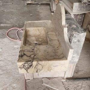 Calacatta gold marble sink - bathroom sink - countertop sink - vanity sink - small marble sink - calacatta viola wall mounted sink - farmhouse sink - sink - basin - square marble sink - cheap marble sink - marble sink models - marble sink with metal legs - marble sink with cabinet - marble washbasin - vessel sink