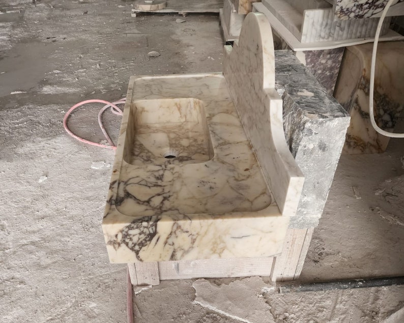 Calacatta gold marble sink - bathroom sink - countertop sink - vanity sink - small marble sink - calacatta viola wall mounted sink - farmhouse sink - sink - basin - square marble sink - cheap marble sink - marble sink models - marble sink with metal legs - marble sink with cabinet - marble washbasin - vessel sink