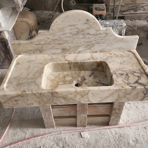 Calacatta gold marble sink - bathroom sink - countertop sink - vanity sink - small marble sink - calacatta viola wall mounted sink - farmhouse sink - sink - basin - square marble sink - cheap marble sink - marble sink models - marble sink with metal legs - marble sink with cabinet - marble washbasin - vessel sink
