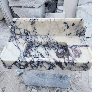 Calacatta Viola Marble Sink, Wall Mount Marble Sink, Marble Bathroom Sink, Powder Room Sink