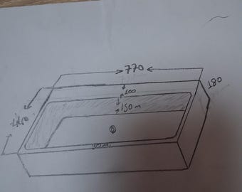 De Rosso Levanto-marmeren wastafel wordt vervaardigd volgens de ontwerptekening.