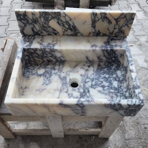 Handmade Calacatta Violet Marble Sink: Bathroom Vanity Sink
