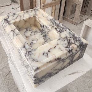 Handmade Calacatta Viola Marble Sink: Wall Mount Bathroom Sink