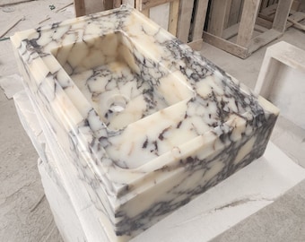 Calacatta Viola Marble Sink, Wall Mount Marble Sink, Marble Bathroom Sink, Powder Room Sink