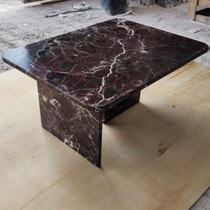 Rosso Levanto Marble Coffee Table: Unique Side Table
