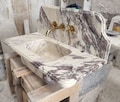Calacatta Viola Marble Sink, Handmade Vanity Countertop, Marble Sink