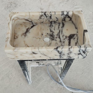 Calacatta Viola Marble Sink: Wall Mounted Powder Room Sink
