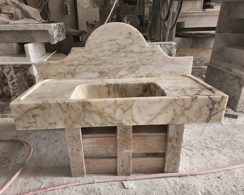 Calacatta gold marble sink - bathroom sink - countertop sink - vanity sink - small marble sink - calacatta viola wall mounted sink - farmhouse sink - sink - basin - square marble sink - cheap marble sink - marble sink models - marble sink with metal legs - marble sink with cabinet - marble washbasin - vessel sink