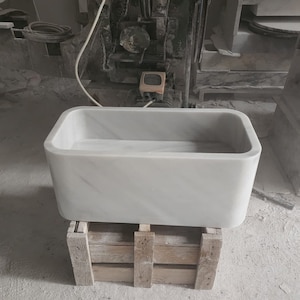 Ready to ship! White Marble Sink, Carrara Marble Sink, Wall Mounted Marble Sink