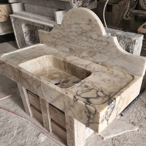 Calacatta gold marble sink - bathroom sink - countertop sink - vanity sink - small marble sink - calacatta viola wall mounted sink - farmhouse sink - sink - basin - square marble sink - cheap marble sink - marble sink models - marble sink with metal legs - marble sink with cabinet - marble washbasin - vessel sink