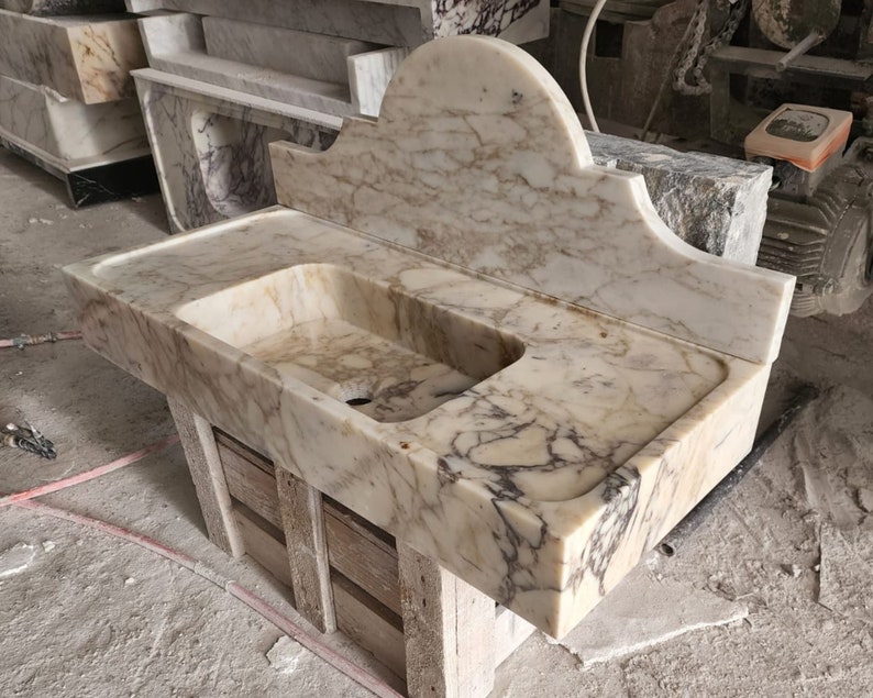Calacatta gold marble sink - bathroom sink - countertop sink - vanity sink - small marble sink - calacatta viola wall mounted sink - farmhouse sink - sink - basin - square marble sink - cheap marble sink - marble sink models - marble sink with metal legs - marble sink with cabinet - marble washbasin - vessel sink